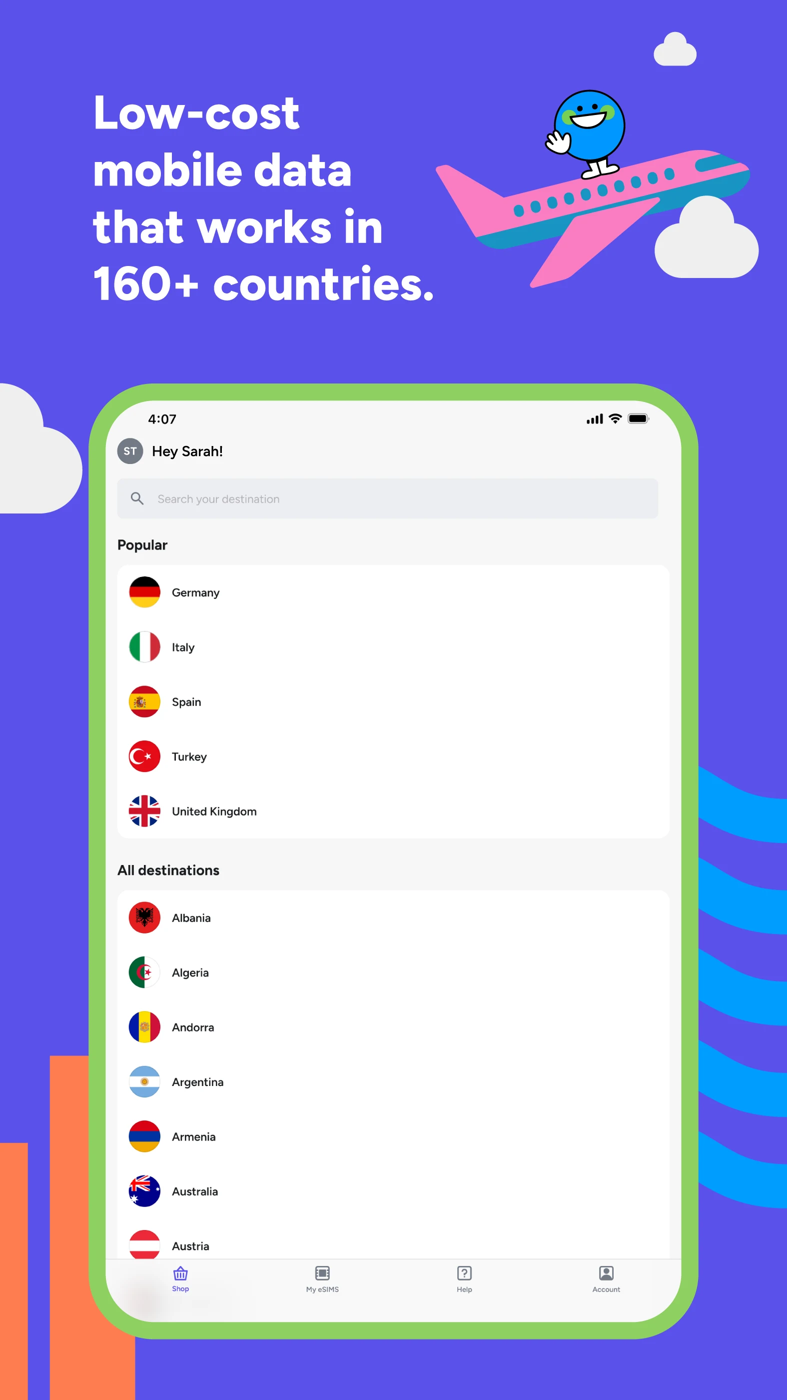 HelloGlobe: eSIM Travel Data screenshot